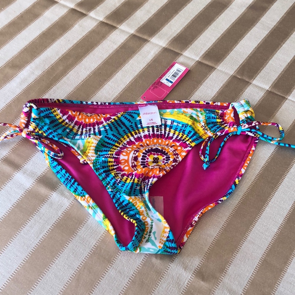 Multi color bikini bottom size lg new with tags